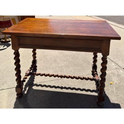  Baker Furniture Company Baker Furniture English Oak Burl Wood Barley Twist Writing Desk