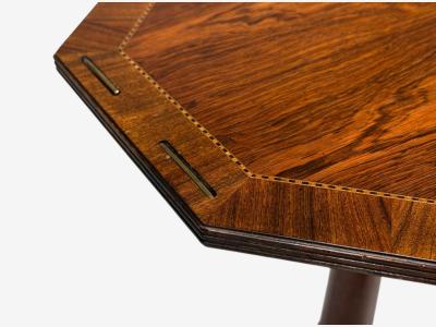  Baker Furniture Company Baker Furniture Tilt Top End Table Mahogany Rosewood Brass USA 1970s