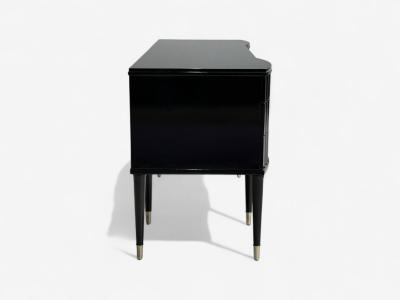 Baker Furniture Company Baker Hollywood Regency Black Lacquer Chrome Writing Desk USA 21st C