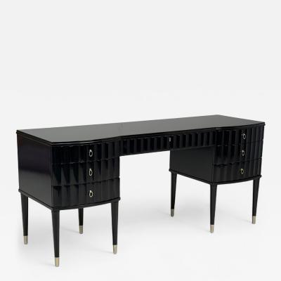  Baker Furniture Company Baker Hollywood Regency Black Lacquer Chrome Writing Desk USA 21st C 