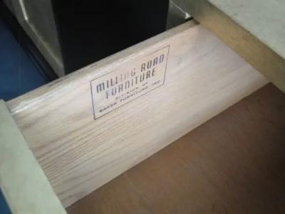  Baker Furniture Company Campaign Style Gold Leafed Chest of Drawers by Baker