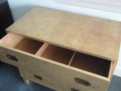  Baker Furniture Company Campaign Style Gold Leafed Chest of Drawers by Baker