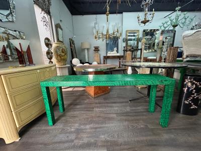  Baker Furniture Company Faux Malachite Console Table