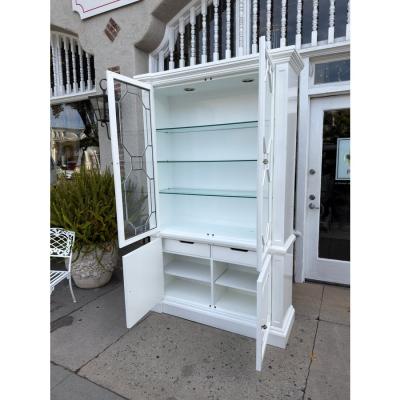  Baker Furniture Company Hollywood Regency Baker Furniture Co White Lacquer Display Cabinet