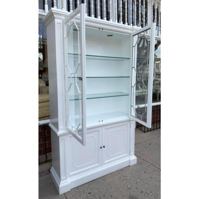  Baker Furniture Company Hollywood Regency Baker Furniture Co White Lacquer Display Cabinet
