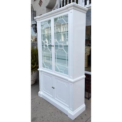  Baker Furniture Company Hollywood Regency Baker Furniture Co White Lacquer Display Cabinet