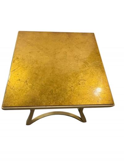  Baker Furniture Company MODERNIST GOLDLEAF TOP CURVED BASE ENAMELED BASE SIDE TABLES