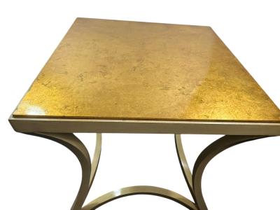  Baker Furniture Company MODERNIST GOLDLEAF TOP CURVED BASE ENAMELED BASE SIDE TABLES