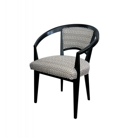  Baker Furniture Company Midcentury Baker Ebonized Oak Game Table and Four Barrel back Chairs