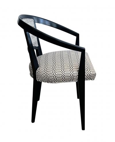  Baker Furniture Company Midcentury Baker Ebonized Oak Game Table and Four Barrel back Chairs