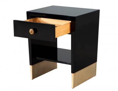  Baker Furniture Company Modern Black Lacquered End Table by Jacques Garcia Baker Furniture Large