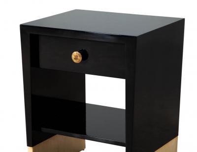  Baker Furniture Company Modern Black Lacquered End Table by Jacques Garcia Baker Furniture Large