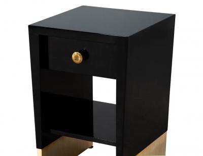  Baker Furniture Company Modern Black Lacquered End Table by Jacques Garcia Baker Furniture Small
