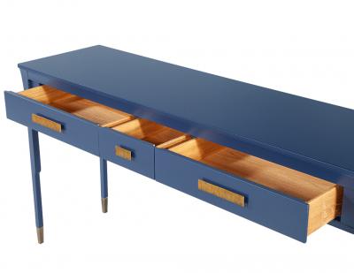 Baker Furniture Company Modern Indigo Console Table with Brass