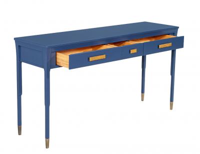 Baker Furniture Company Modern Indigo Console Table with Brass