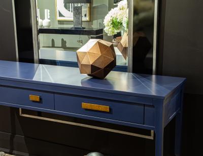 Baker Furniture Company Modern Indigo Console Table with Brass