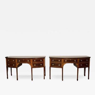  Baker Furniture Company Pair of Baker Mahogany Satinwood Sideboards Historic Charleston Bow Front