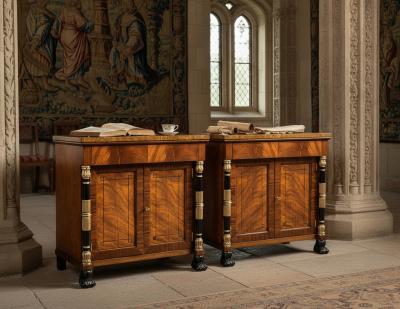  Baker Furniture Company Pair of Empire Style Chest Cabinets in the manner of Baker Furniture