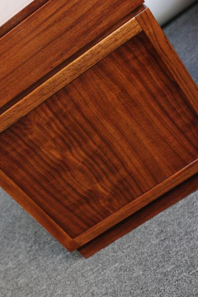  Baker Furniture Company Pair of Vintage Walnut and Brass Nightstands by Baker