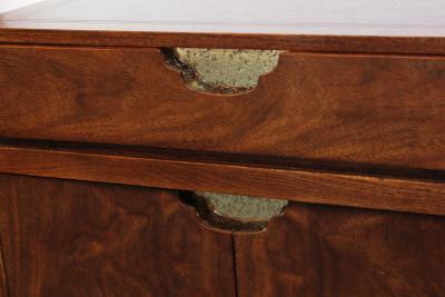  Baker Furniture Company Pair of Vintage Walnut and Brass Nightstands by Baker