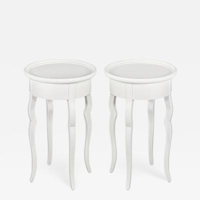  Baker Furniture Company Pair of White Lacquered Mahogany Drink Tables by Baker Furniture