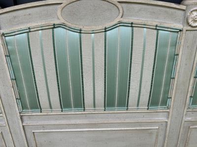  Baker Furniture Company Stunning Dorothy Draper style Baker Upholstered King size Headboard Mid Century