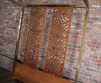  Baker Furniture Company Vintage Brass and Mahogany Queen Canopy Bed Frame by Baker