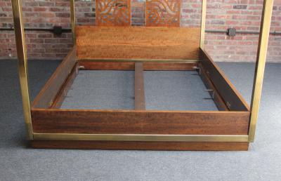  Baker Furniture Company Vintage Brass and Mahogany Queen Canopy Bed Frame by Baker