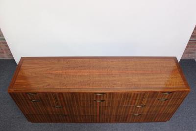  Baker Furniture Company Vintage Ten Drawer Walnut and Brass Chest Dresser by Baker