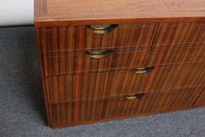  Baker Furniture Company Vintage Ten Drawer Walnut and Brass Chest Dresser by Baker