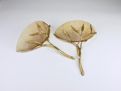  Banci Firenze Banci Firenze Gilt Iron Scavo Glass Floral Sconces Wall lights Italy 1970s