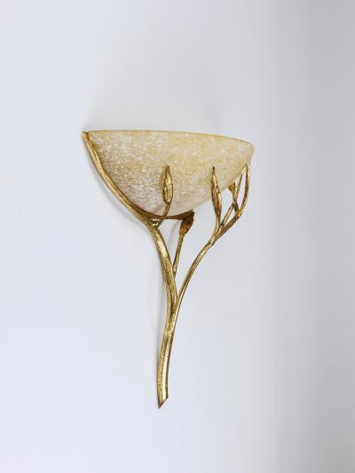  Banci Firenze Banci Firenze Gilt Iron Scavo Glass Floral Sconces Wall lights Italy 1970s