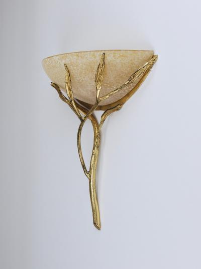  Banci Firenze Banci Firenze Gilt Iron Scavo Glass Floral Sconces Wall lights Italy 1970s