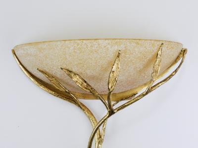  Banci Firenze Banci Firenze Gilt Iron Scavo Glass Floral Sconces Wall lights Italy 1970s