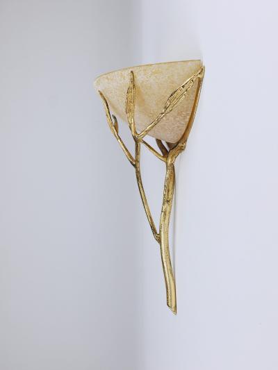  Banci Firenze Banci Firenze Gilt Iron Scavo Glass Floral Sconces Wall lights Italy 1970s