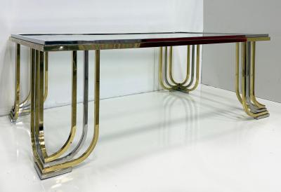  Banci Firenze Bianci Firenze 1970s Italian Brass and Chrome Coffee Table with Glass Top