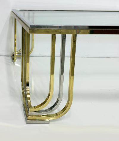  Banci Firenze Bianci Firenze 1970s Italian Brass and Chrome Coffee Table with Glass Top