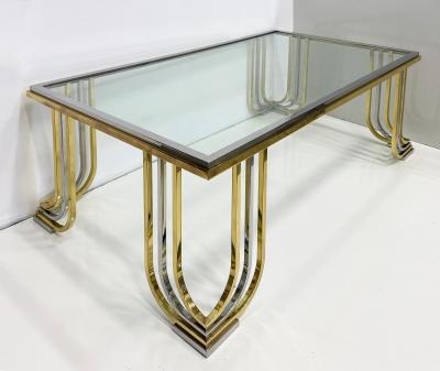  Banci Firenze Bianci Firenze 1970s Italian Brass and Chrome Coffee Table with Glass Top