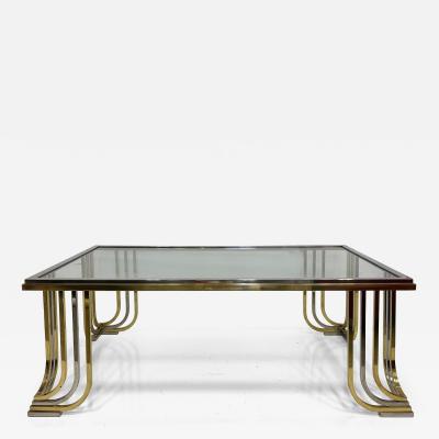  Banci Firenze Bianci Firenze 1970s Italian Brass and Chrome Coffee Table with Glass Top