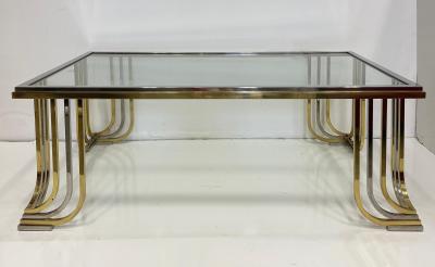  Banci Firenze Bianci Firenze 1970s Italian Brass and Chrome Coffee Table with Glass Top