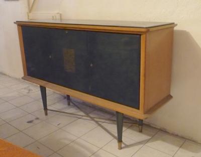  Baptistin Spade Baptistin Spade Superb High Legged Green Lacquered 3 Door Cabinet