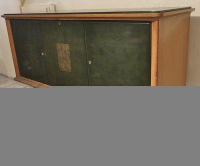  Baptistin Spade Baptistin Spade Superb High Legged Green Lacquered 3 Door Cabinet