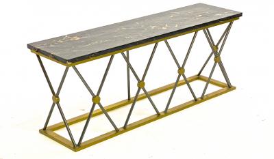  Baptistin Spade Baptistin Spade superb medium size metal and marble entry console or bench