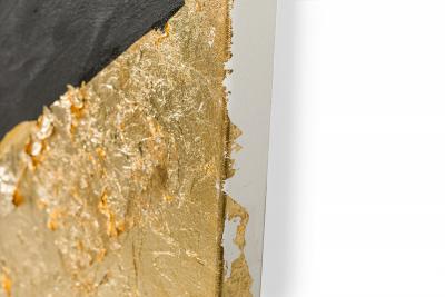  Barbara Kiskovski Barbara Kiskovski Contemporary Abstract Diptych Paintings of Gold Leaf Shapes on