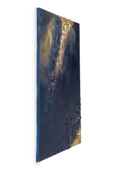 Barbara Kiskovski Barbara Kiskovski Contemporary Abstract Mixed Media Diptych Gold and Blue Textur