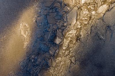  Barbara Kiskovski Barbara Kiskovski Contemporary Abstract Mixed Media Diptych Gold and Blue Textur
