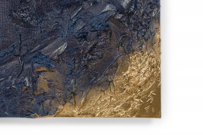  Barbara Kiskovski Barbara Kiskovski Contemporary Abstract Mixed Media Diptych Gold and Blue Textur
