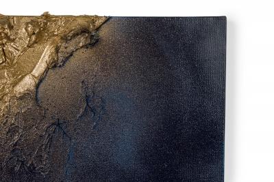  Barbara Kiskovski Barbara Kiskovski Contemporary Abstract Mixed Media Diptych Gold and Blue Textur