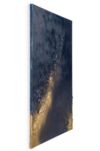  Barbara Kiskovski Barbara Kiskovski Contemporary Abstract Mixed Media Diptych Gold and Blue Textur