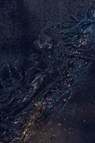  Barbara Kiskovski Barbara Kiskovski Contemporary Abstract Mixed Media Diptych Gold and Blue Textur